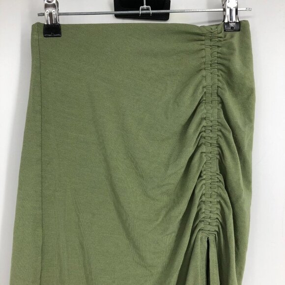 Aritzia Wilfred Free Sage Green Ruched Side Slit Midi Skirt XXS - Picture 4 of 13